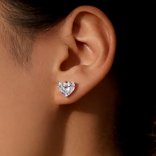 Amora Solitaire Heart Earrings